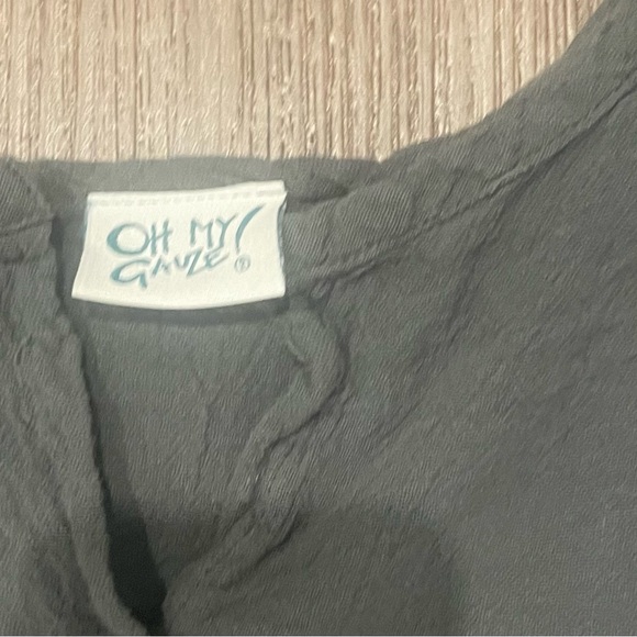 Oh My Gauze! top with kimono sleeves gray 100% Cotton Size L/XL Lagenlook - Picture 2 of 3